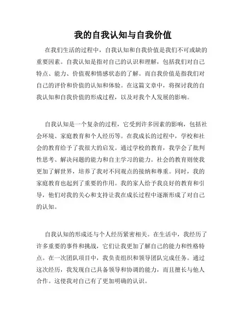 我的自我认知与自我价值
