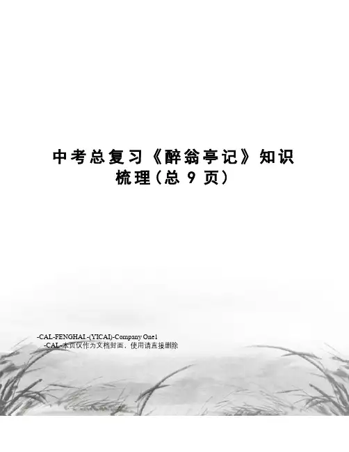 中考总复习《醉翁亭记》知识梳理