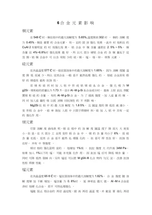 各元素对铝合金性能影响