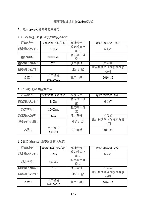 高压变频器运行规程(1)
