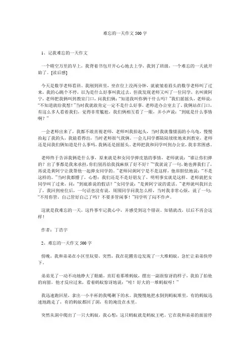 难忘的一天作文500字