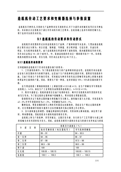 造纸机传动工艺要求和变频器选择与参数设置