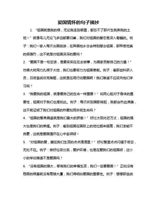 爱国情怀的句子摘抄