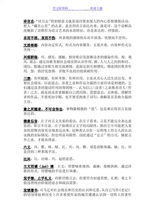 《中国古代文论选读》名词解释
