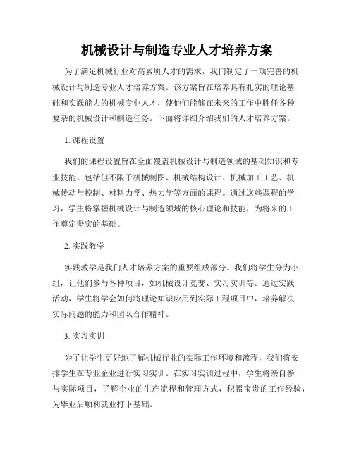 机械设计与制造专业人才培养方案
