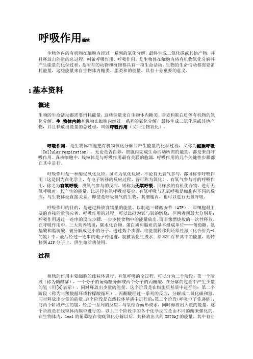 呼吸作用的全部过程