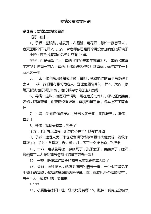 爱情公寓搞笑台词