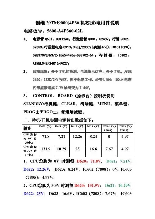 创维29TM9000(4P30机芯)彩电用件说明