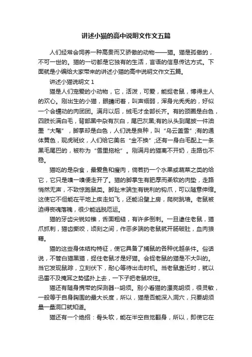 讲述小猫的高中说明文作文五篇
