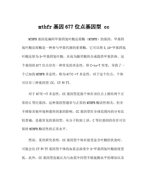mthfr基因677位点基因型 cc
