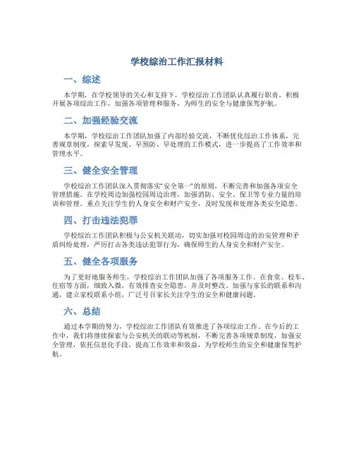 学校综治工作汇报材料
