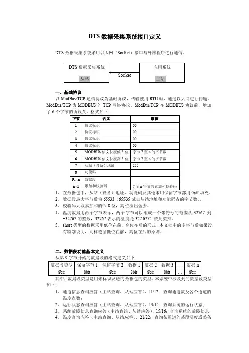 DTS数据采集系统通信协议0.4