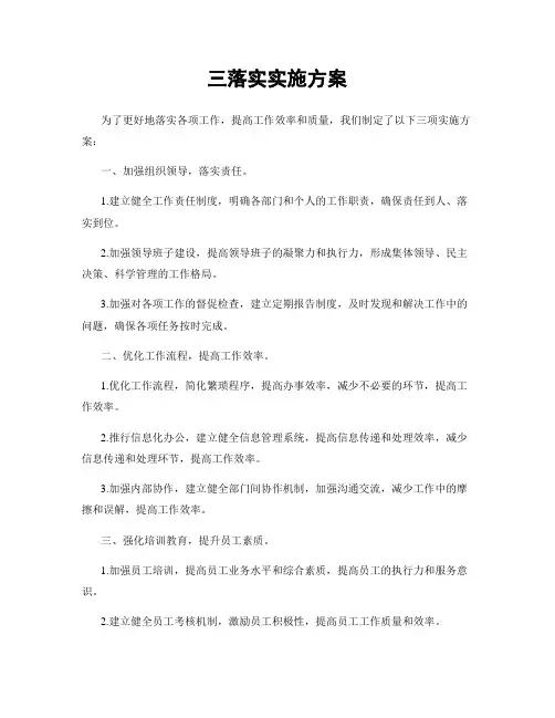 三落实实施方案