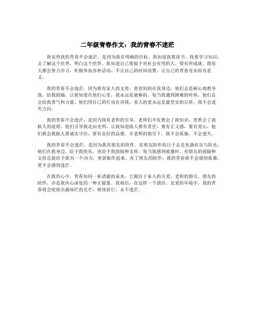 二年级青春作文：我的青春不迷茫