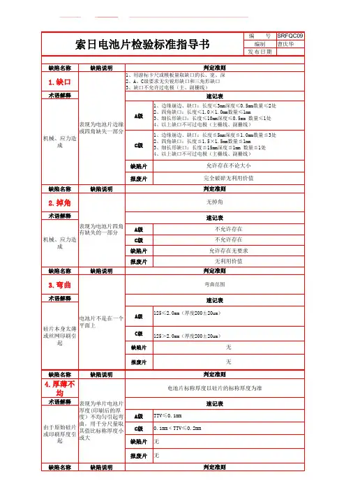 电池片检验标准指导书(A C)