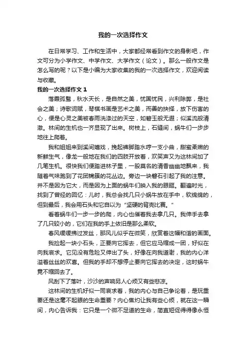 我的一次选择作文（精选15篇）