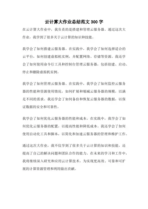 云计算大作业总结范文300字