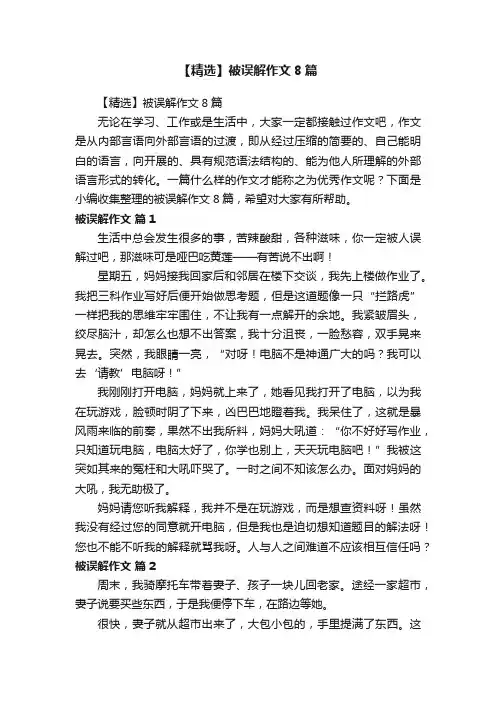 【精选】被误解作文8篇