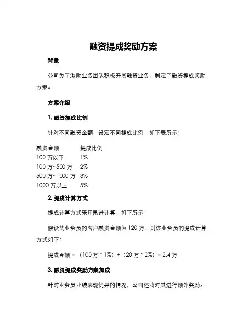 融资提成奖励方案