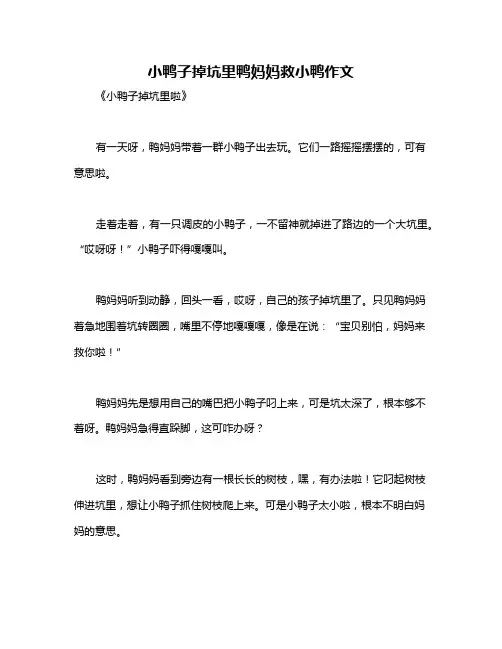 小鸭子掉坑里鸭妈妈救小鸭作文