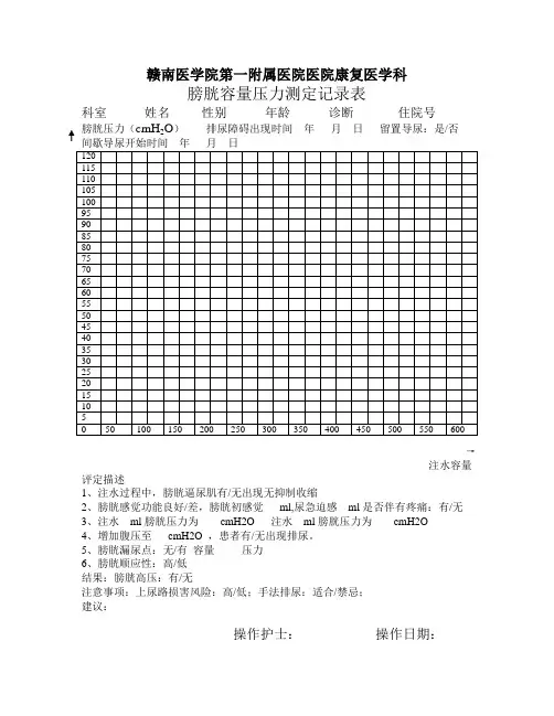 20130731膀胱容量压力测定记录表
