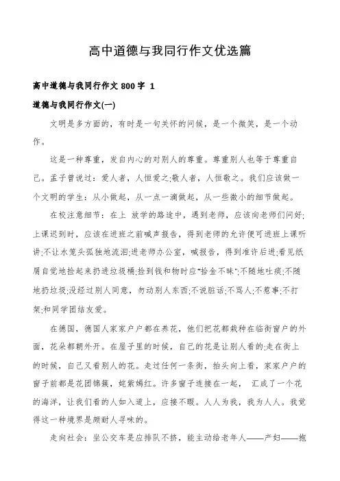 高中道德与我同行作文优选篇