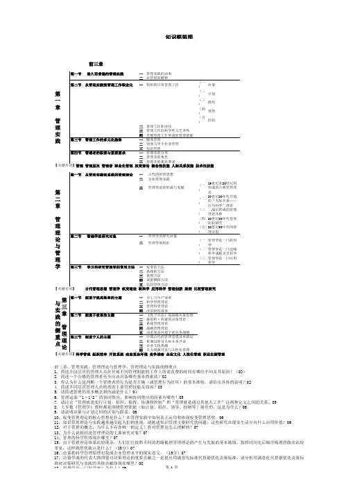 管理学每章知识框架