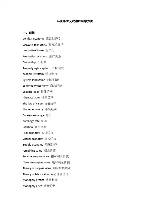 政治经济学方面的英语单词整理