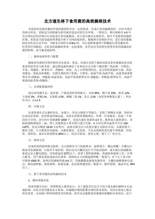 北方速生林下食用菌的高效栽培技术