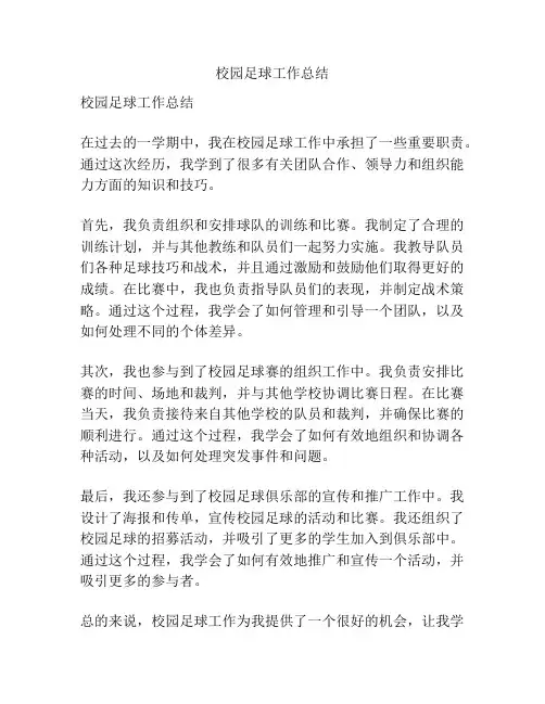 校园足球工作总结