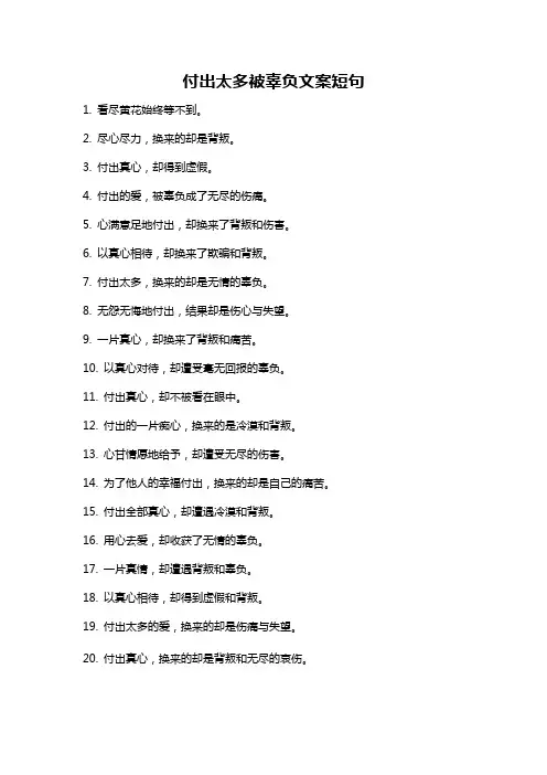 付出太多被辜负文案短句