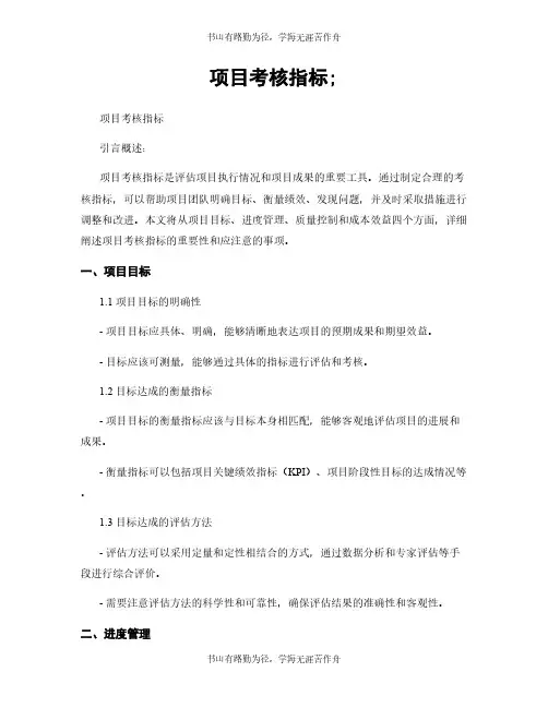 项目考核指标;