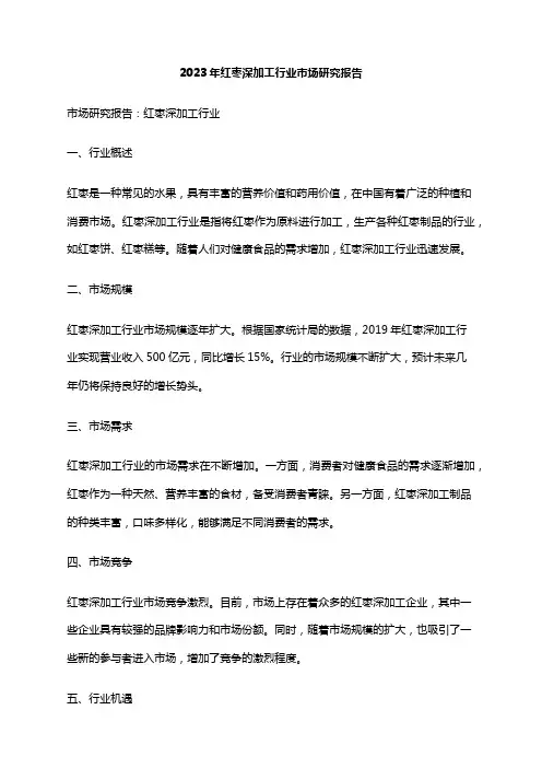 2023年红枣深加工行业市场研究报告