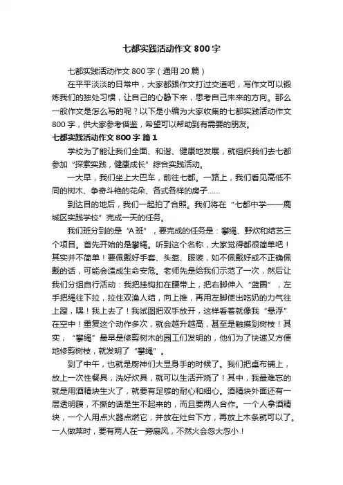 七都实践活动作文800字（通用20篇）