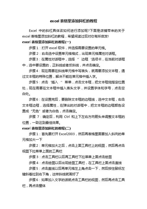 excel表格里添加斜杠的教程