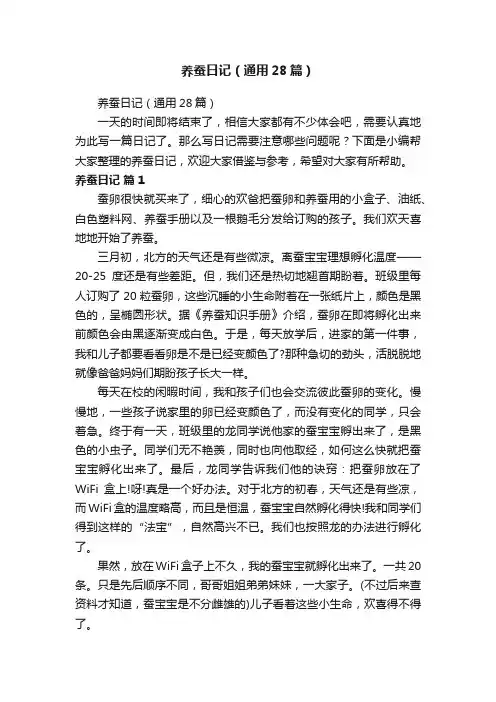 养蚕日记（通用28篇）