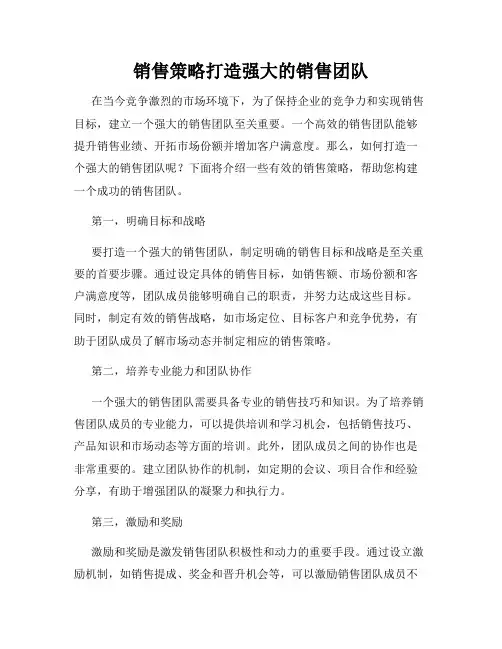 销售策略打造强大的销售团队