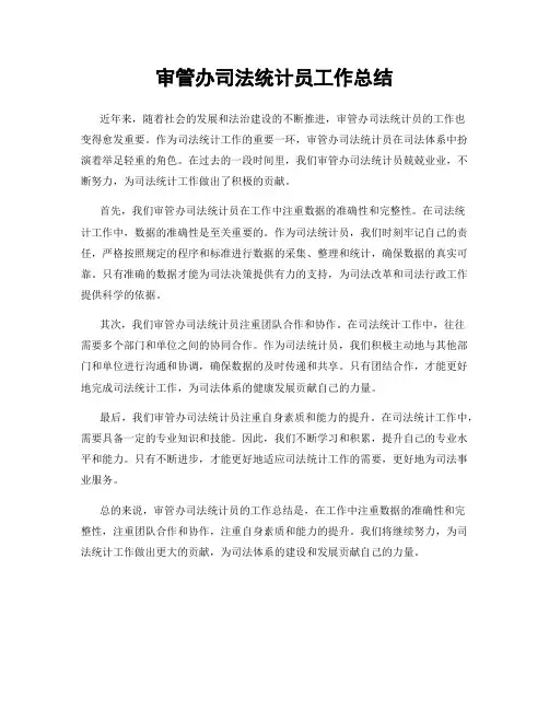 审管办司法统计员工作总结