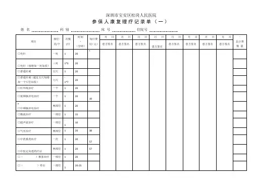 康复治疗记录单(按日期)
