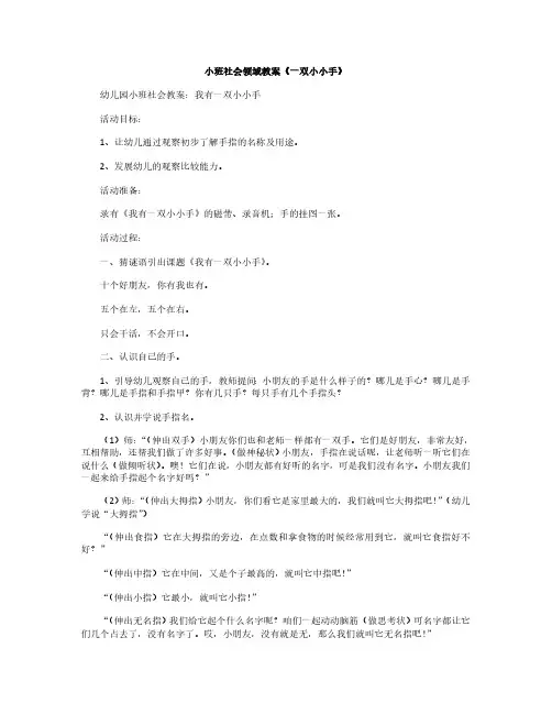 幼儿小班社会优质教案10篇(二十一)