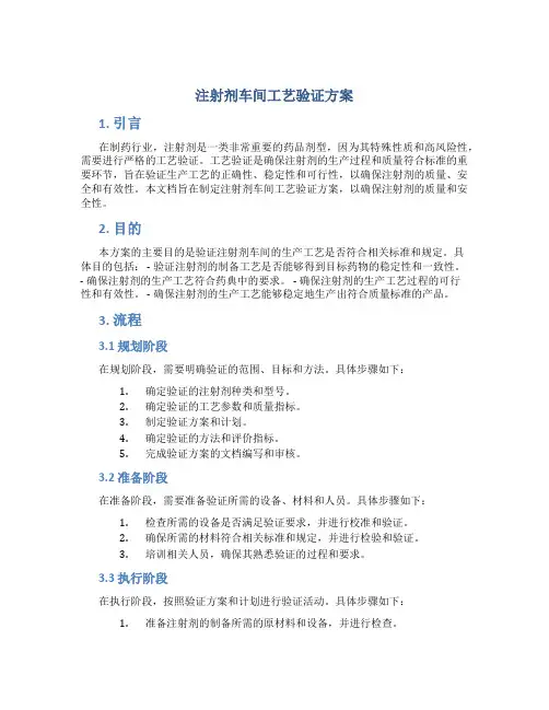 注射剂车间工艺验证方案