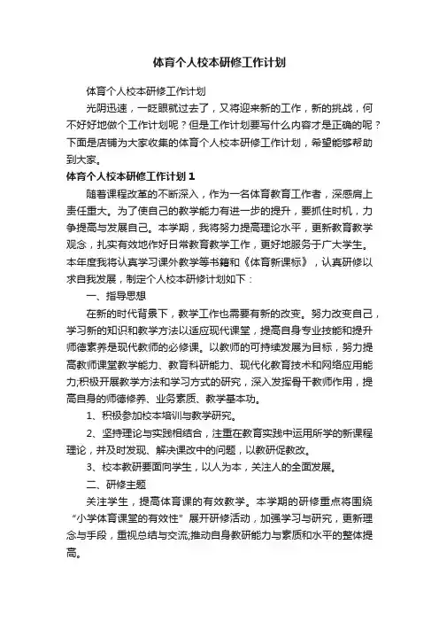 体育个人校本研修工作计划