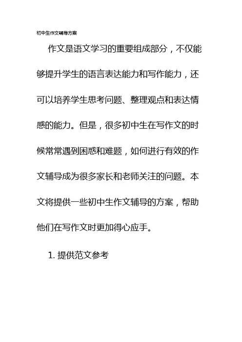 初中生作文辅导方案