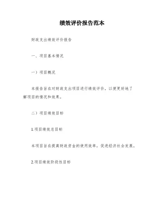 绩效评价报告范本