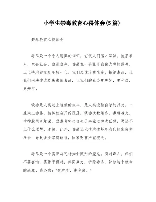 小学生禁毒教育心得体会(5篇)