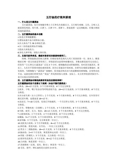 五行汤的疗效和原理