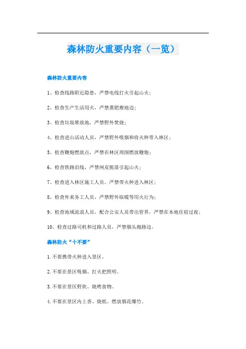 森林防火重要内容(一览)