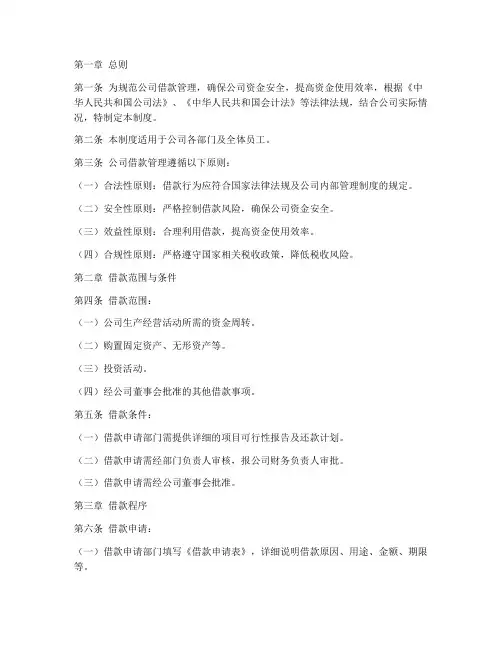 关于借款的财务管理制度