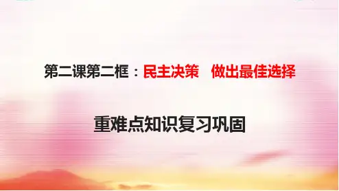 第二课第二框 民主决策作出最佳选择重难点知识复习