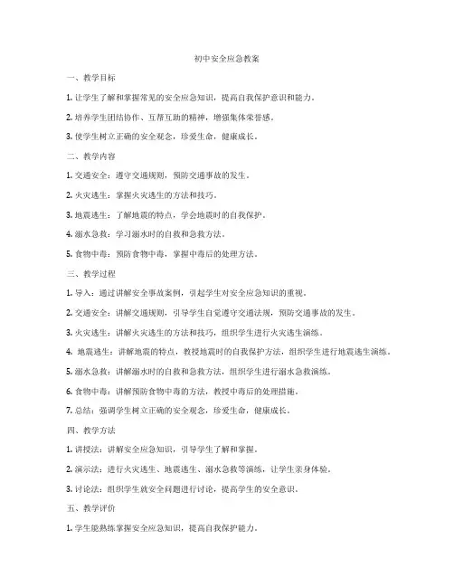初中安全应急教案